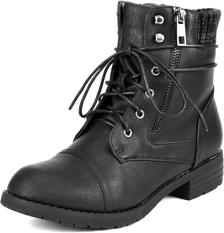 DREAM PAIRS Women's Lace Up Combat boots Ankle Booties | low-stacked heel ankle boots,Chic Design,soft vegan leather upper,All-Day Comfort,Adapt to Any Outfit