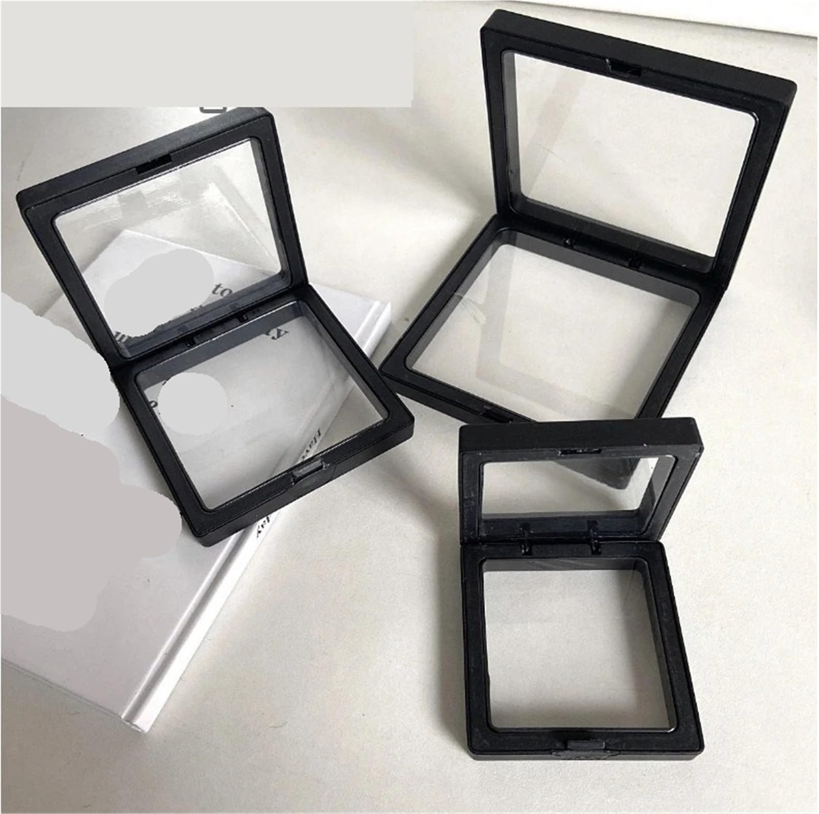Schwimmende 3D-Schmuckvitrine aus Kunststoff | 7x7/9x9/11x11 cm, 10/25 Stück, for Ordnen, Aufhängen und zur 3D-Ansicht von Schmuck.(25pcs,11X11cm)