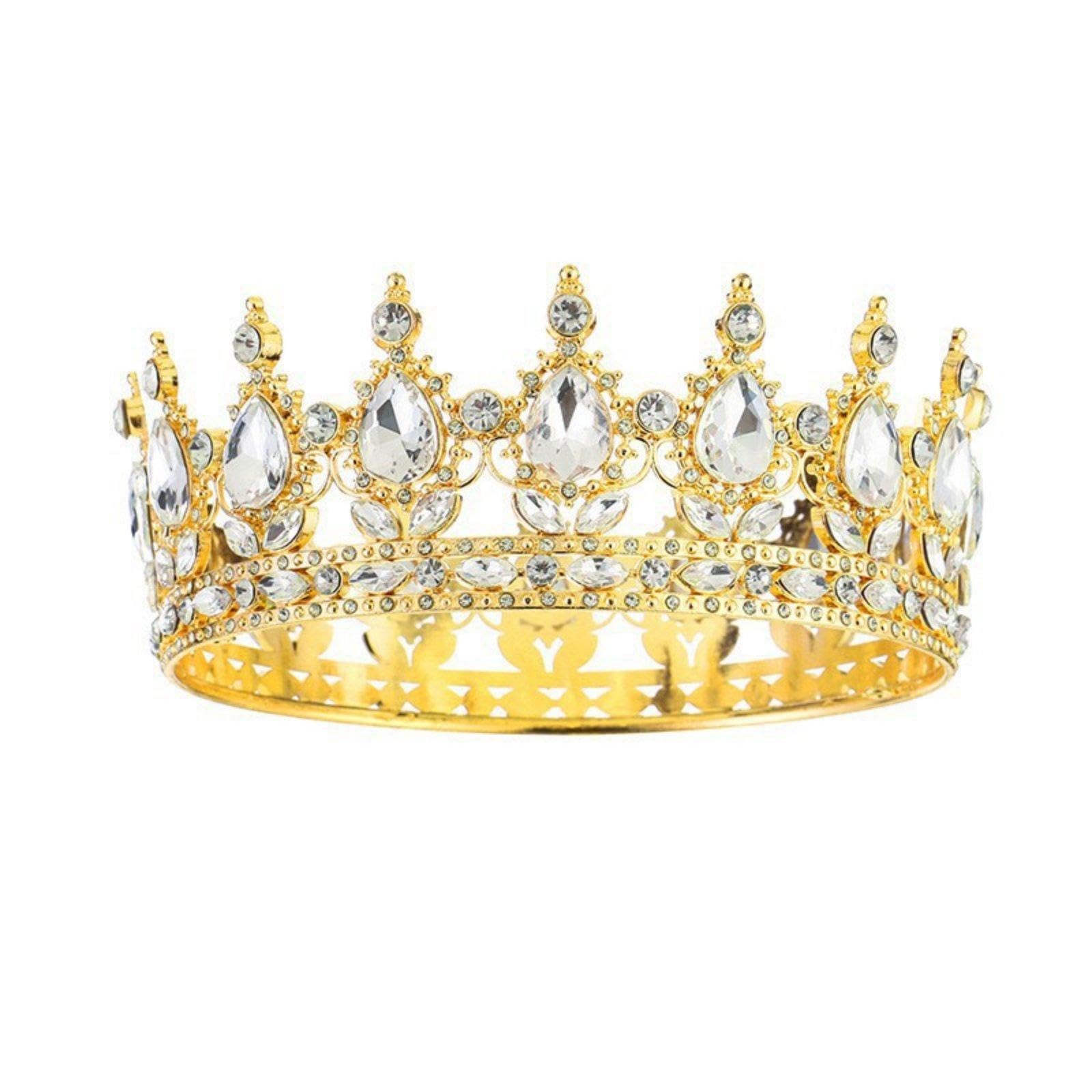 Rhinest Single Crown Sparkling Rhinest Single S Rhinest Single Regal Headpiece Elegant Design Bridal Headpiece for Bride, Bridesmaid, Wedding Imitation Gold White-image-35