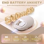 YUNZll C1 Souris sans fil en silicone, Tri-mode 2.4G/USB-C/Bluetooth, 4800 Suivi optique DPl, 6 Niveaux de réglage, Personnaliser les souris pour ordinateur portable, ordinateur, iPad, MacBook (Béige) 6-Level DPI,Jusqu'à 4800,Suivi optique,500mAh Batterie 2.4G/USB-C/BT,C