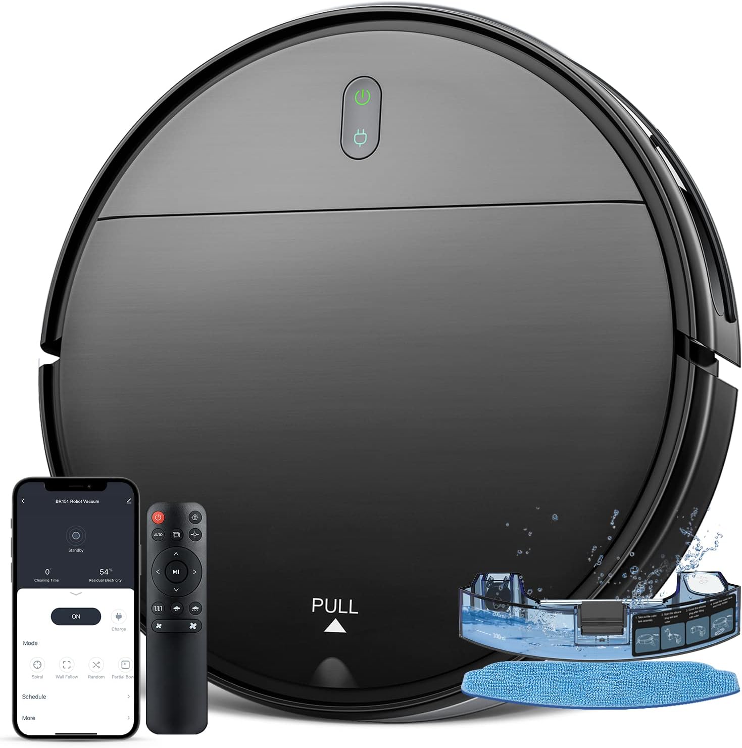 Robot Vacuum and Mop Combo, Robotic Vacuum Cleaner with Schedule, WiFi/App/Alexa, 2 in 1 Mopping Robot Vacuum with 230ML Water Tank, Self-Charging, Slim, Ideal for Hard Floor, Pet Hair, Carpet