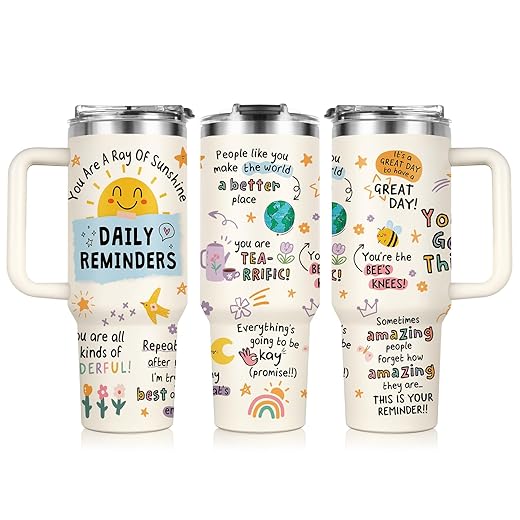 Aurahouse Inspirational Gifts for Women, Positive Daily Affirmations Tumbler 40oz, Encouragement Gifts for Women, Stress Relief Mental Health Self Love Motivational Friend Birthday Gift for Woman