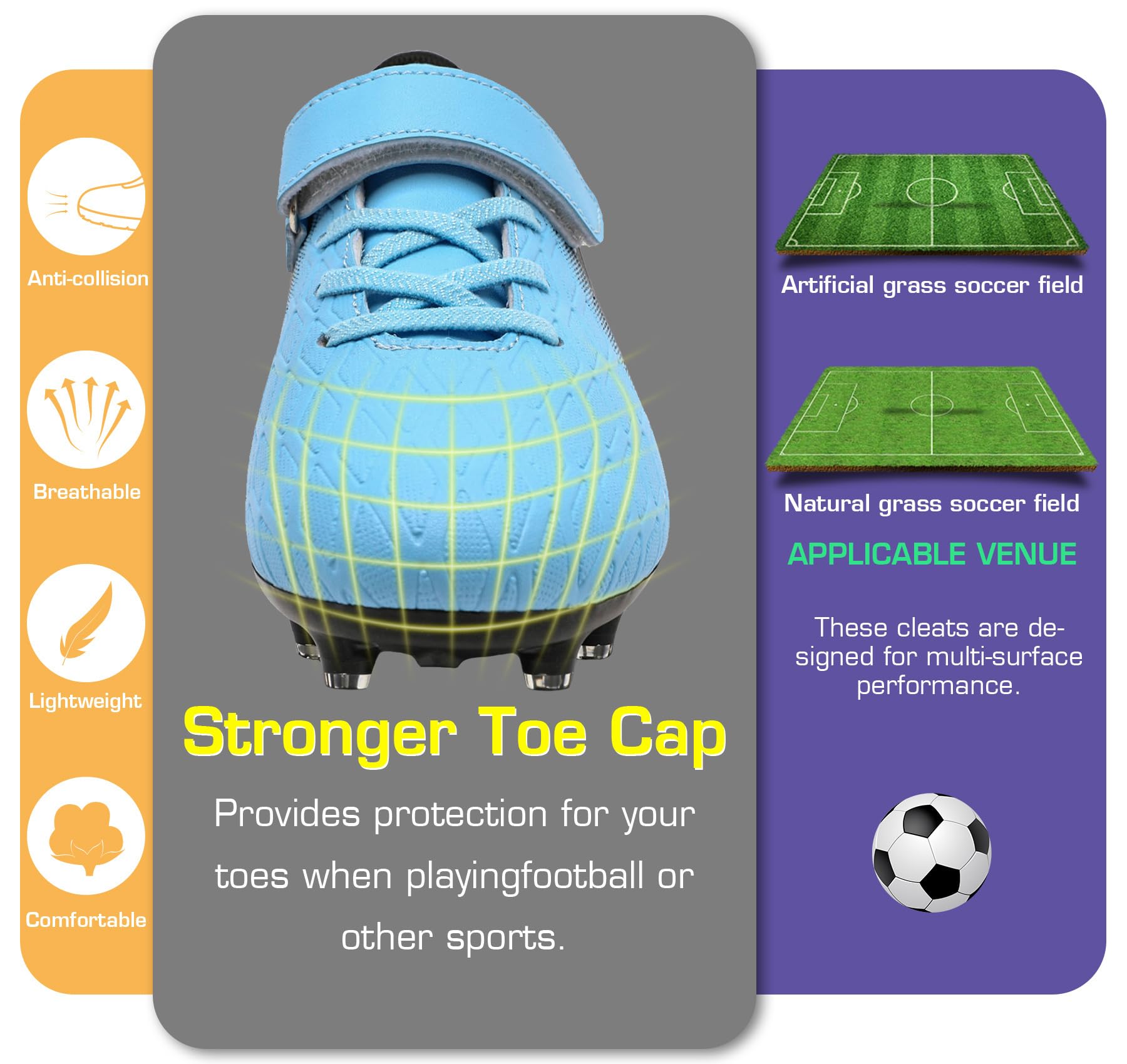 DimaiGlobal Scarpe da Calcio Bambini Ragazzi con Tacchetti Bassi Professionali Scarpe da Calcetto Futsal e Allenamento per Interno/Esterno - Antiscivolo Junior