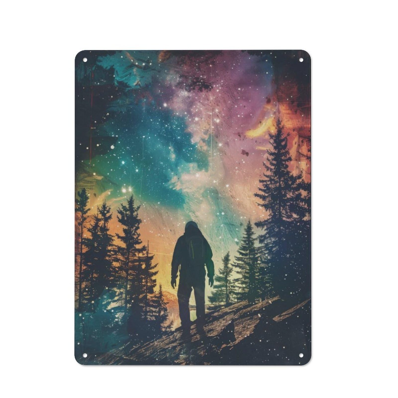 Junmoney Man Forest Metal Wall Sign 40X30cm Featuring For Living Room Wall, A Decorative Gift For A Newly Furnished Living Room