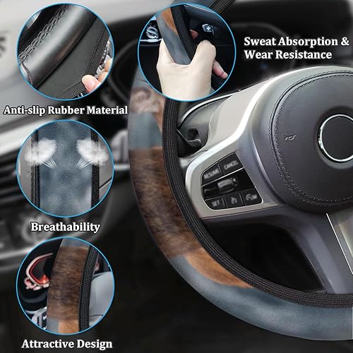 Miniatura 5 de Animal Deers - Funda para volante de automóvil, antideslizante, suave, transpirable, universal, de 15 pulgadas, protector de volante de automóvil