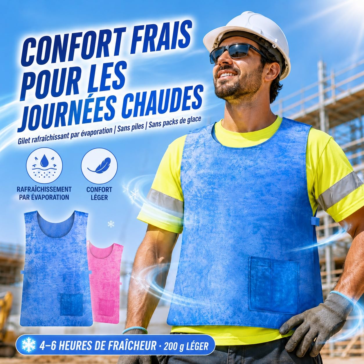 Générique Gilet Rafraîchissant pour Homme et Femme contre la Chaleur, Été Réutilisable, Gilet Froid Réglable, Gilet de Glace Imperméable PVA, pour les Sports de Plein Air, la Randonnée et le Travail