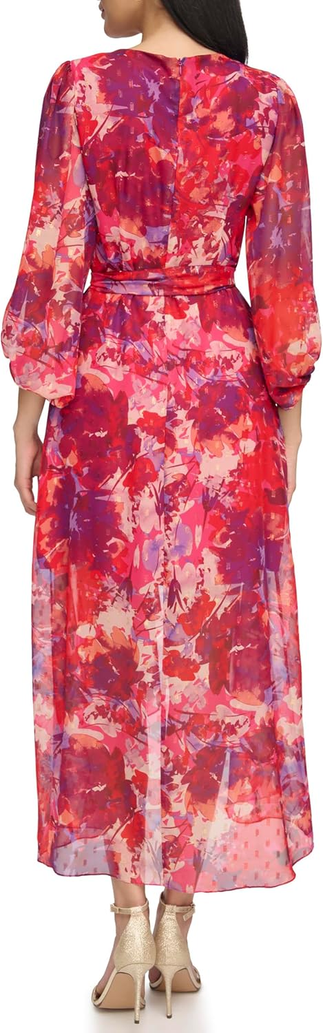 Eliza J Womens 3/4 Balloon Sleeve V-Neck Hi-lo Maxi Dress - Image 3