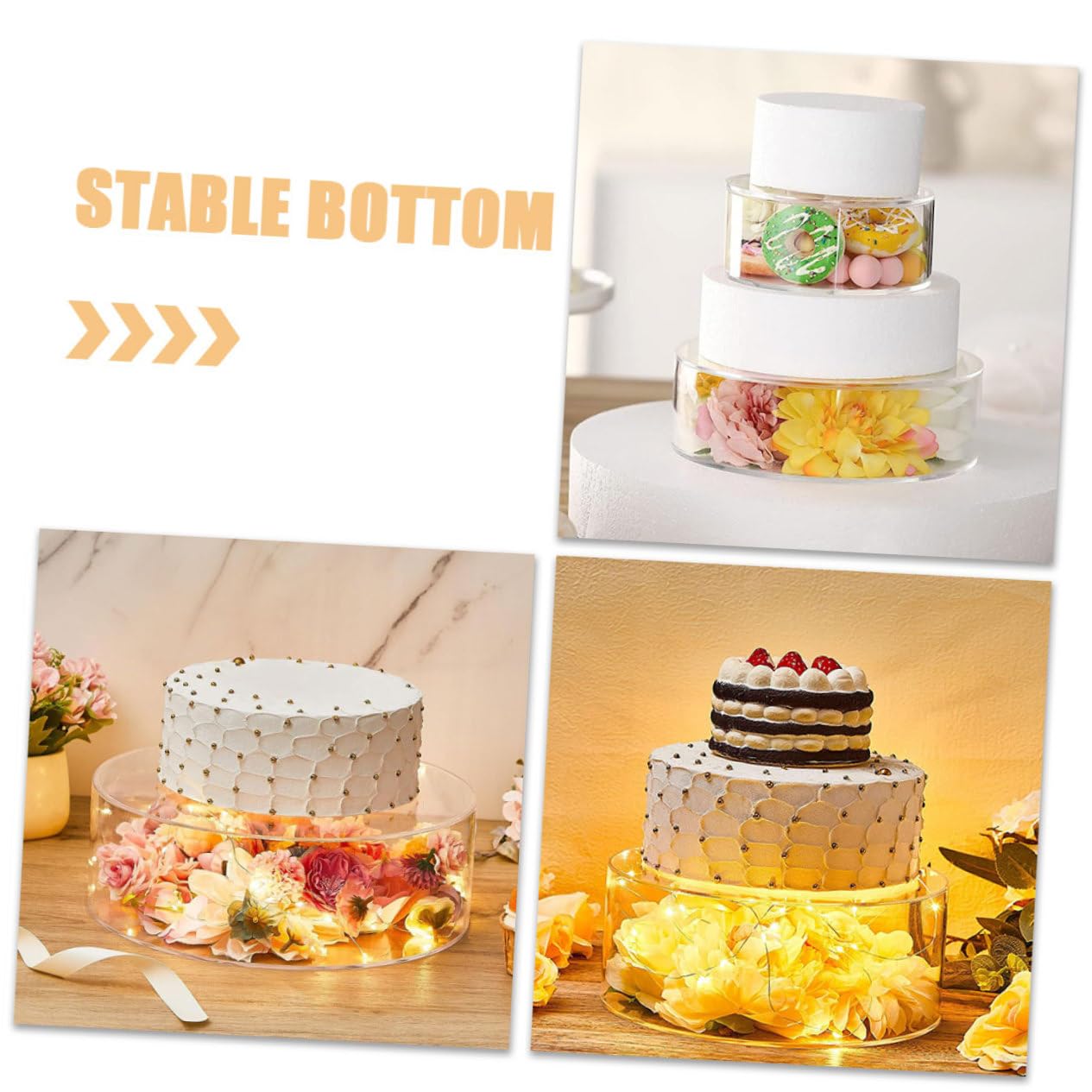 Gatuida Soporte 2piezas Pasteles de Transparente Redondo Acrílico para Único y Exhibidor Elegante Diseño para Bodas Fiestas para Dulces y Galletas