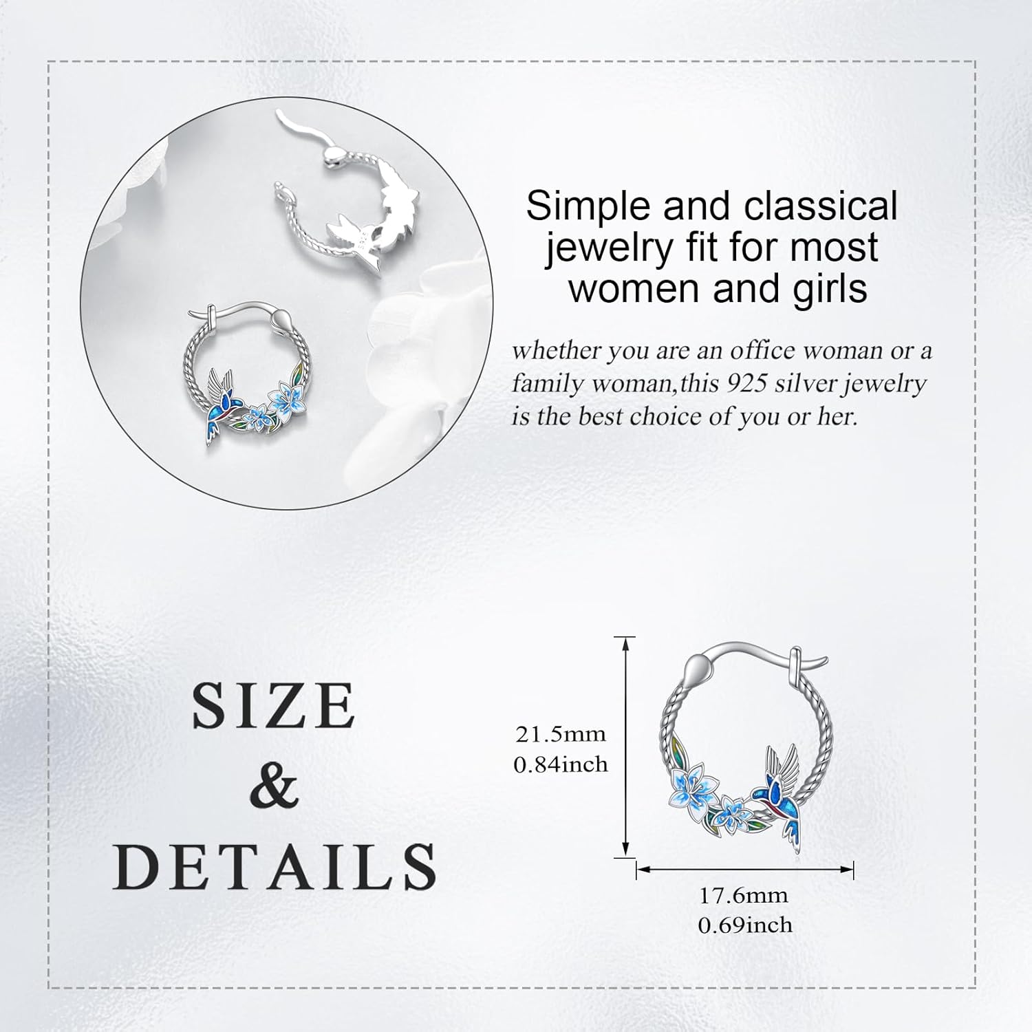 Hummingbird/Butterfly/Frog/Dragonfly/Dee Earrings for Women Sterling Silver Huggie Hoop Earrings Small Animal Earrings Hoops Jewelry Gifts - Image 3