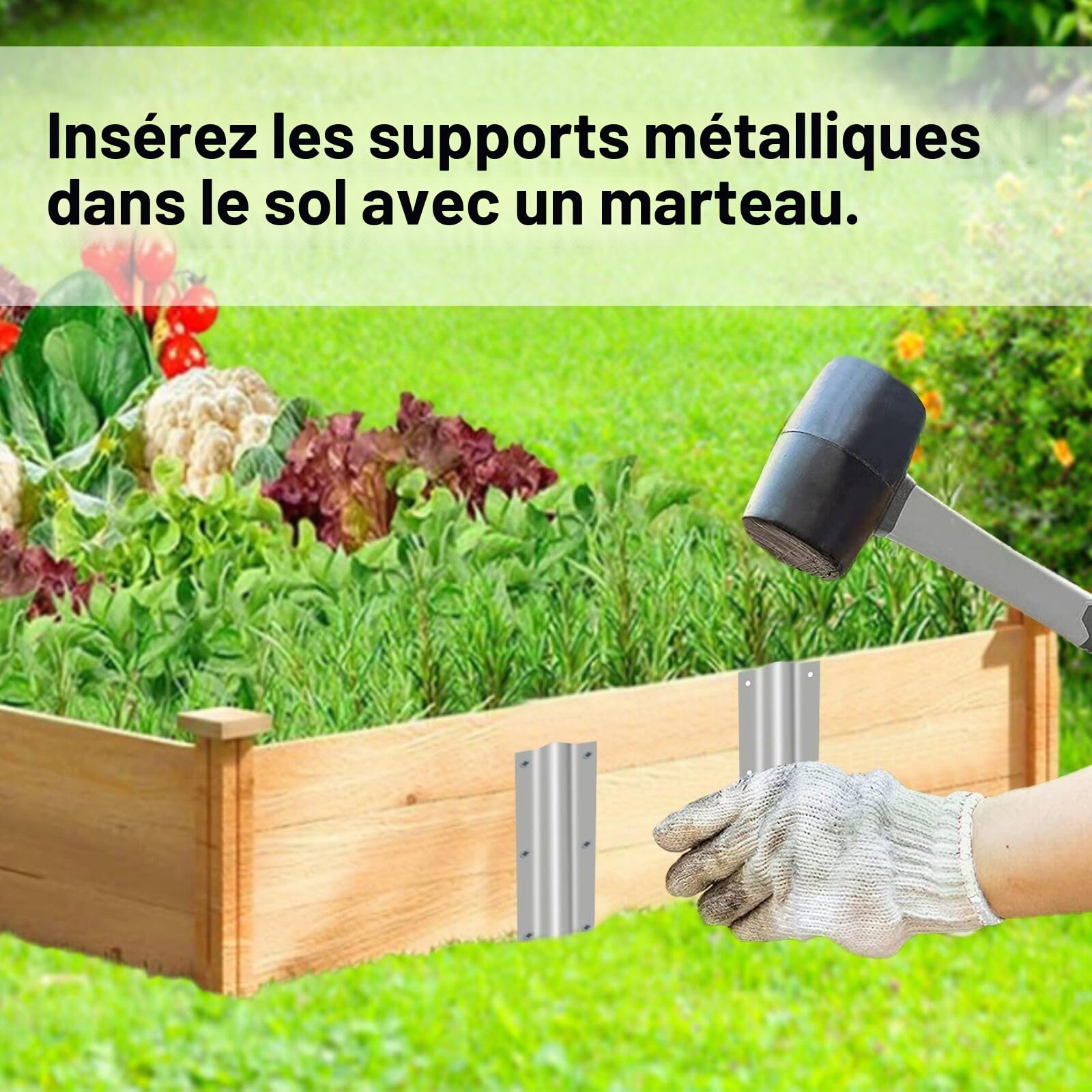 10 embouts de traverses, piquets de traverse pour allée robuste, support de traverse de chemin de fer en acier galvanisé, piquet de jardin pour bordure de parterre de plantes en bois
