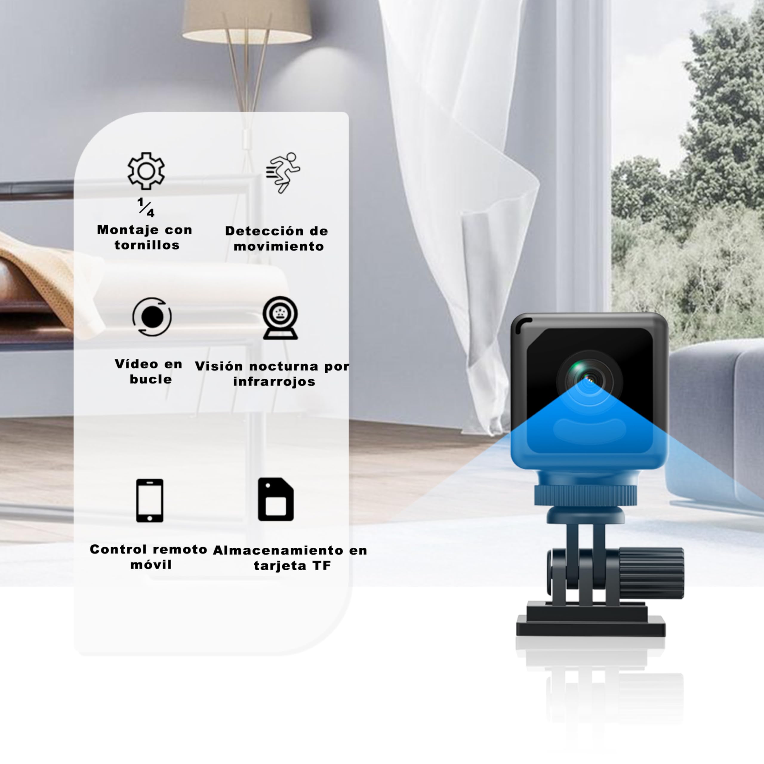Mini Camara Espia HD 1080P WiFi Oculta Cámara Espía con Visión Nocturna y Detección De Movimiento, Mini Cámaras De Vigilancia inalambricas Larga Duracion, Camara Vigilancia Wifi para Interior Negro
