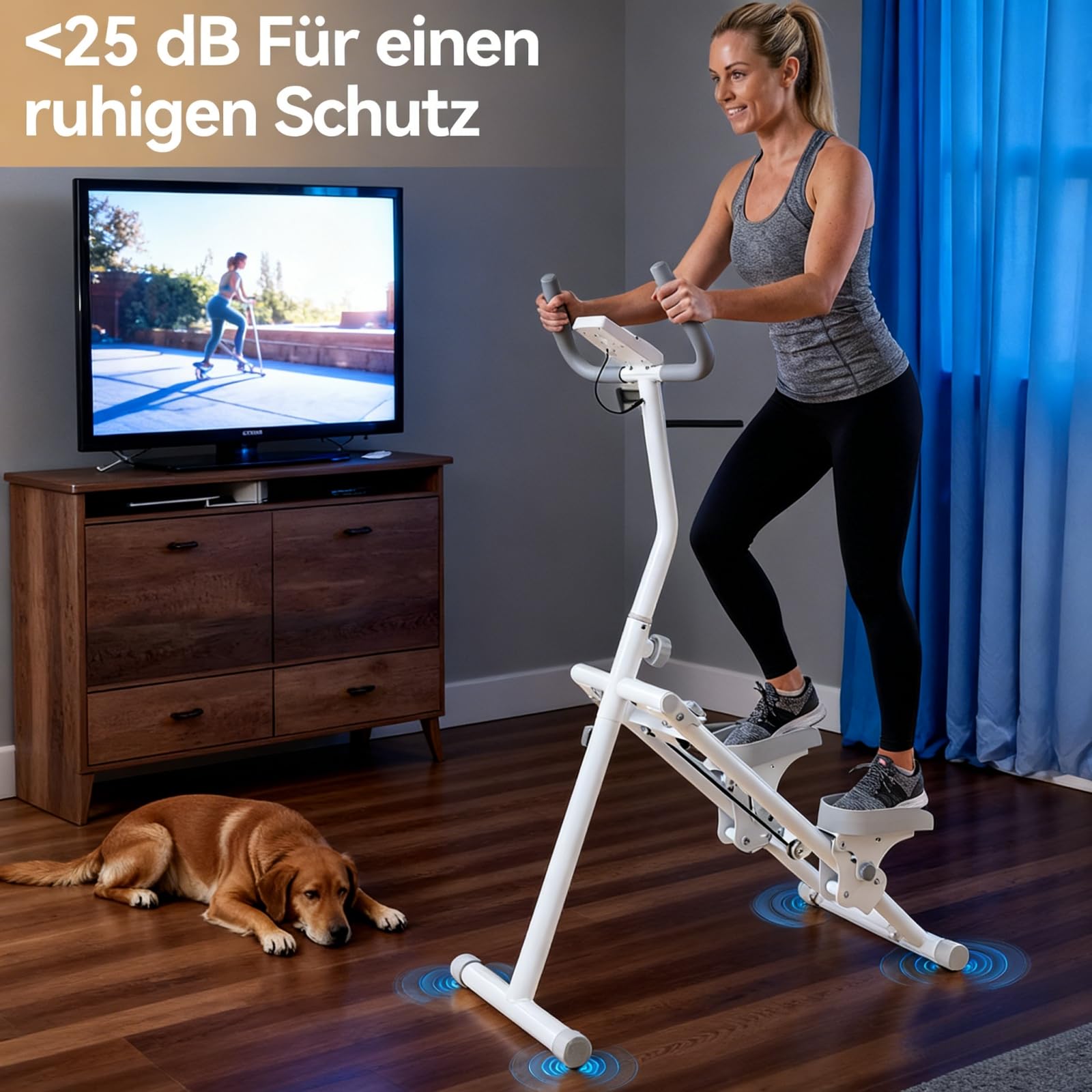 LEAFIA Stair Stepper pour la maison - Machine d'escalade verticale Stairmaster pour l'entraînement de tout le corps - Appareil d'escalade aérobic pliable compact avec écran LCD, guidon et pédales