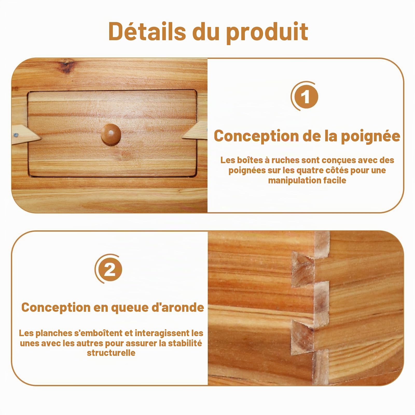 Garvee Kit complet ruche Langstroth 10 cadres pour apiculture – 2 corps profonds, 1 hausse moyenne, fenêtres acryliques, cadres et cires inclus – Bois de sapin traditionnel – Traditionnelle ruche en