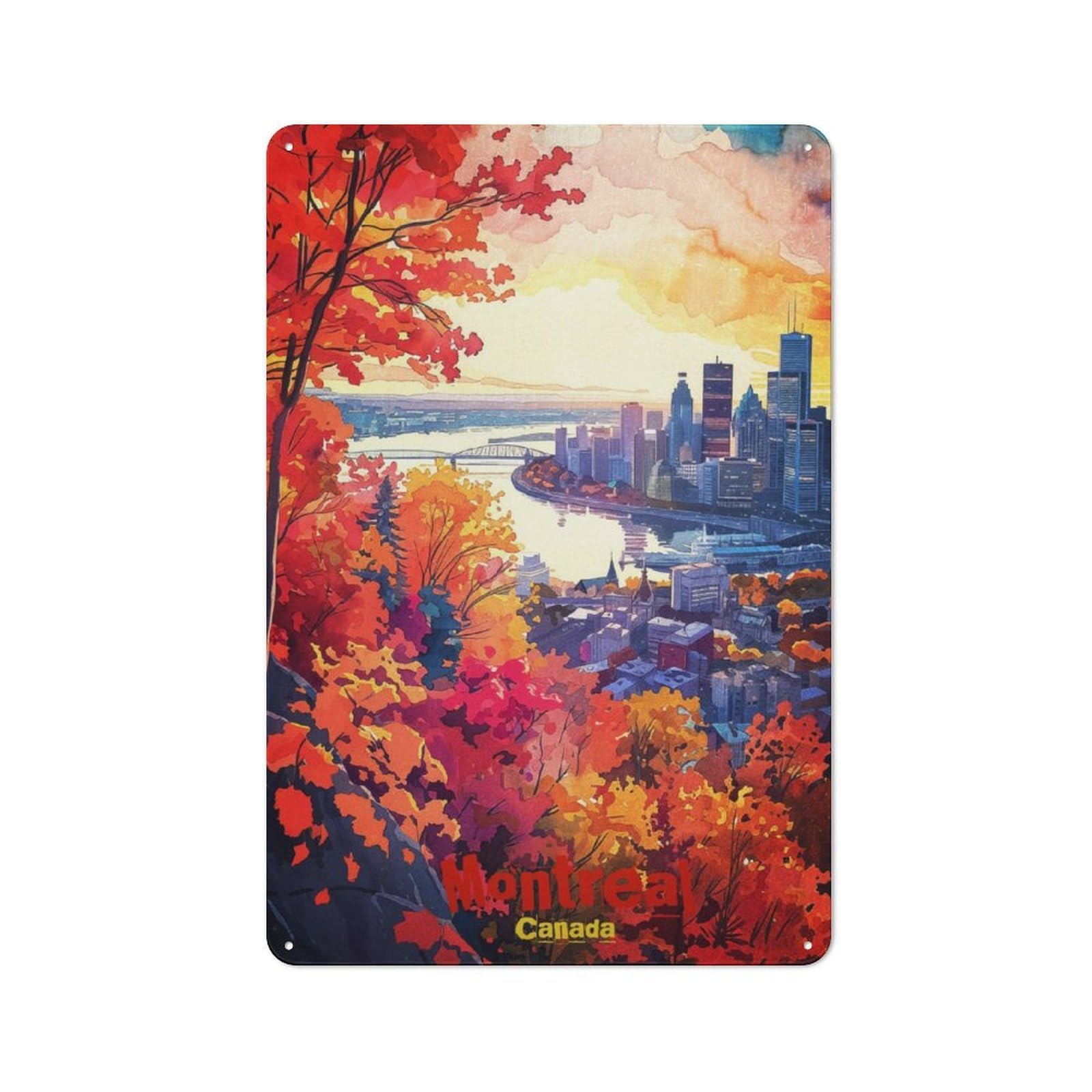 Junmoney Montreal Art Character Decorative Tin Plaque 30X20cm Featuring Home Wall Decor For Flat, Dorm Room, Lounge Or Cafe