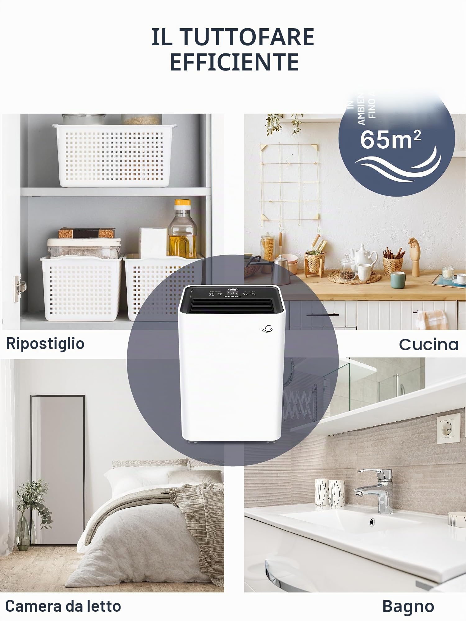 Comedes Demecto 16 eco WiFi – potente deumidificatore (max. 16 l/24 h) adatto per ambienti fino a 65 m²/150 m³, compatibile con app