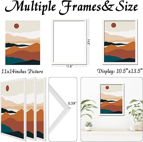 Miniatura 3 de Juego de 3 portarretratos blancos de 11 x 14 pulgadas, marco transparente alto para collage de fotos de 11 x 14 pulgadas, lienzo tamaño póster,