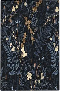 Decorative Switch Plate Covers Rustic Navy Dark Blue Leaves Golden Floral 1 Gang No Device Single Blank Outlet Covers Wall Plate Light Switch Cover Plate for Bedroom Home Decor