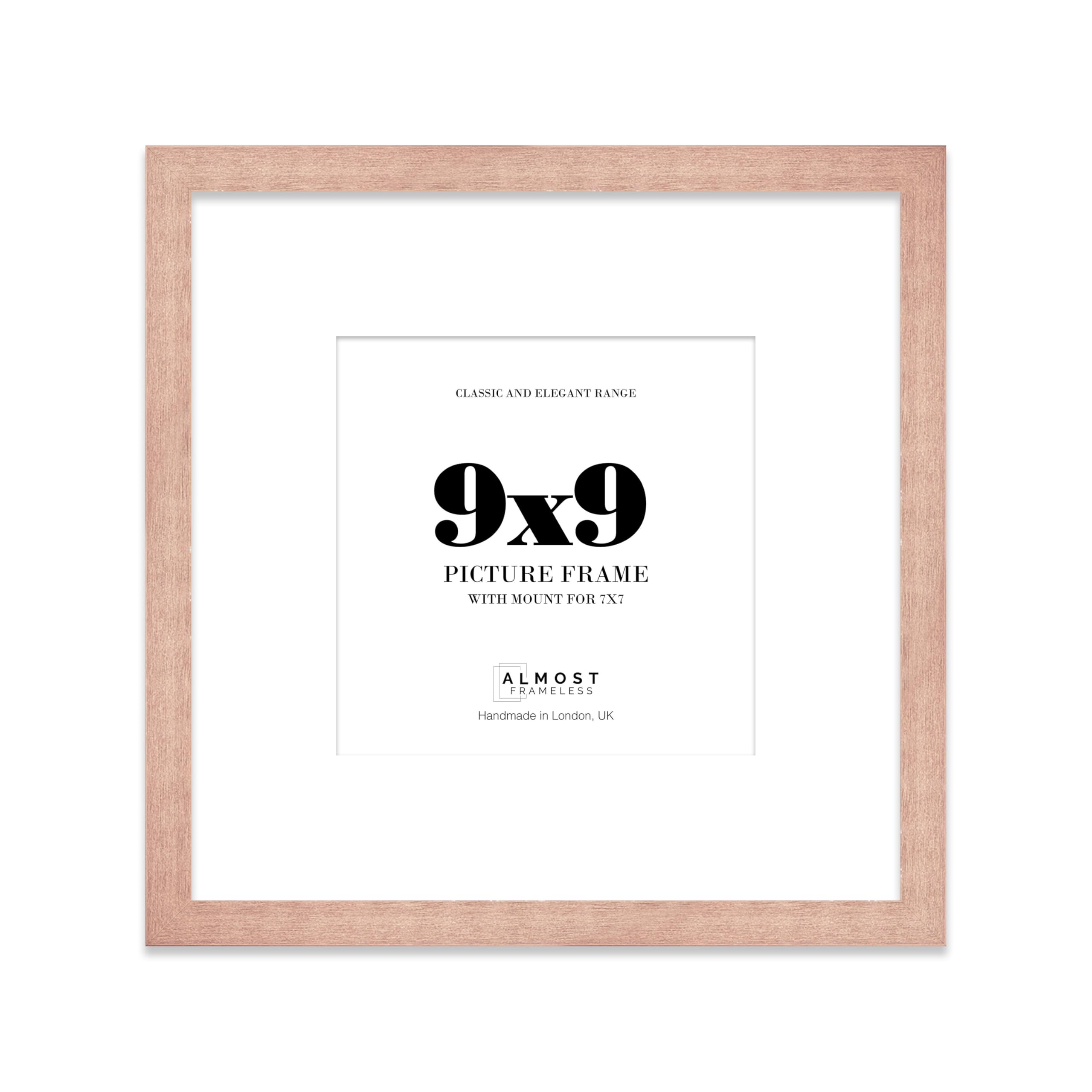 9x9 Bronze Picture Frame with Mount for 7x7 Photos, Prints - Modern Square Wall Frame, 1 Pack