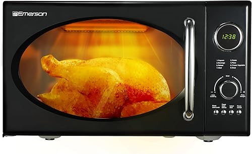 Miniatura 4 de Emerson Radio .9 Cu Ft Digital Microwave Oven, 800W with 5 Micro Power Levels, 8 Pre-Programmed Settings, Express &amp; Defrost, Chrome Handle &amp; Control