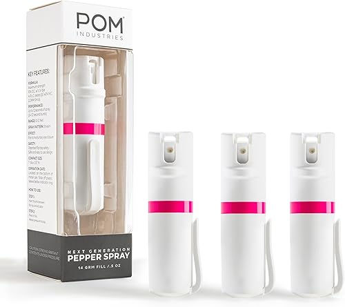 Miniatura 7 de POM - Gas pimienta con clip para bolsillo superior, aerosol con OC de máxima potencia para autodefensa, diseño táctico compacto y seguro, 25ráfagas,