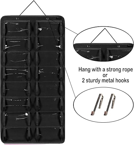 Miniatura 3 de AROUY Organizador de gafas de sol, organizador de gafas con bolsillo para colgar en la pared - Organizador de gafas de sol con 16 ranuras de fieltro