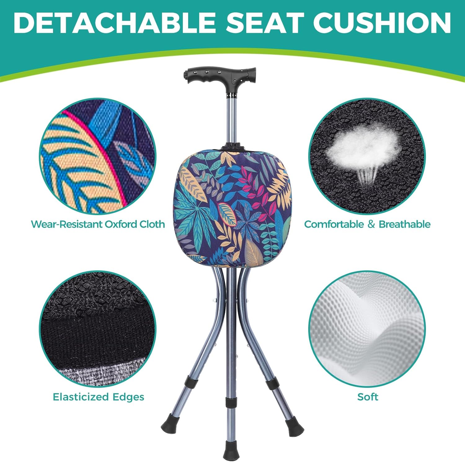 Folding Cane with Seat,Adjustable Walking Stick for Seniors,Lightweight Walking Cane with LED Light,Height Adjustment Cane Seat,Portable Cane Chair,Sturdy Crutches Stool,Supports up to 250 lbs