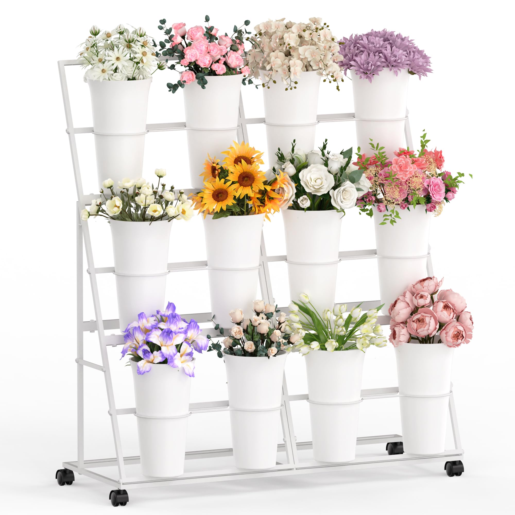 Photo 1 of **untested**
Invech Flower Display Stand with 12 Buckets and Wheels, 3 Tier Flower Cart Display Stand for Indoor Outdoor Garden, Wedding, Flower Shop (Black)