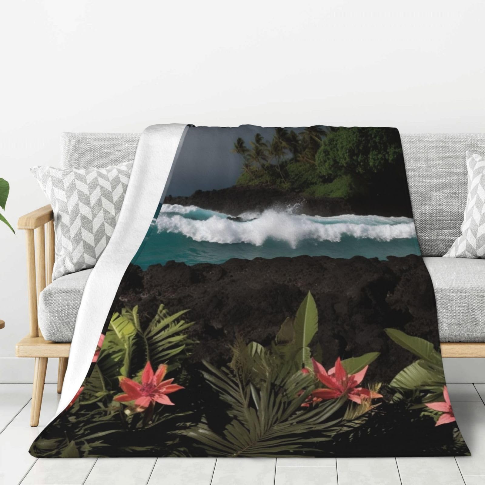 Couverture en flanelle douce pour des soirées cocooning sur le canapé