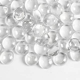 0.5lb Clear Glass Beads for Vases, Glass Pebbles, Clear Flat Glass Marbles for Vase