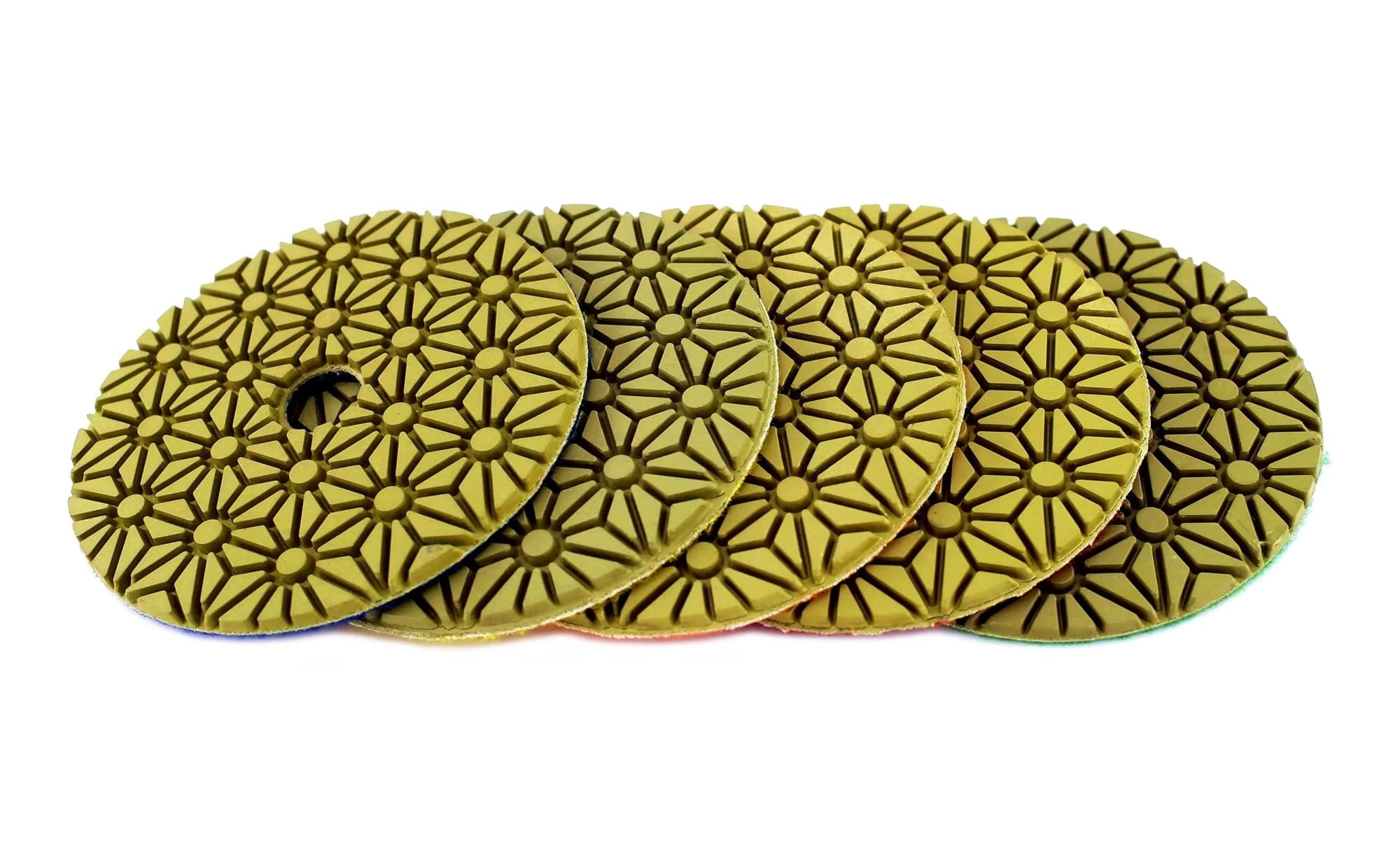 Almohadilla de pulido de diamante Almohadillas de pulido de 7 pasos de 4 pulgadas Almohadilla húmeda(Army green,50 TO 3000 MIXED_7PCS_4INCH 100MM)