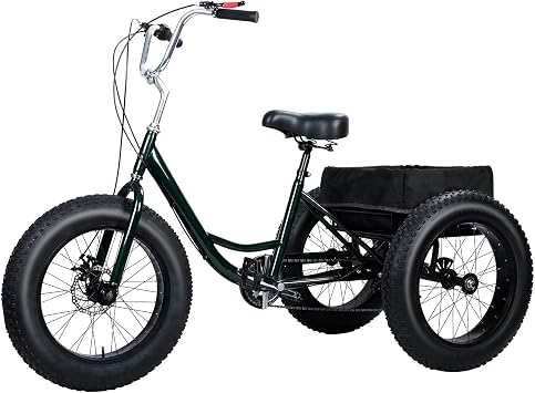 20 Inch Adult Tricycle, 7 Speed Tricycle for Adults, 3 Wheel Bikes with Large Basket for Seniors, Women, Men Recreation, Adult Trikes for Shopping Picnic Outdoor Sports,Snow Tires Tricycle Black