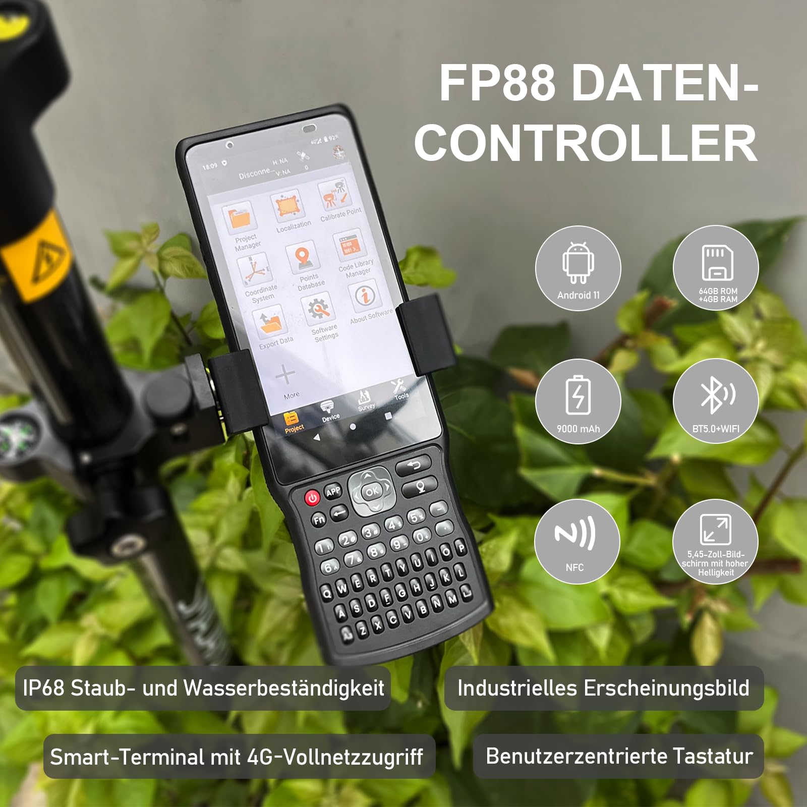 SMA26 Plus GNSS RTK Rover- und Basisvermessungsgerät mit Controller und Software, kompatibel mit UAVs, 1 cm Genauigkeit, NOAA-Zertifiziert, IMU/PPP/UHF/NTRIP/BT, IP67 GPS für Tiefbau und Topografie
