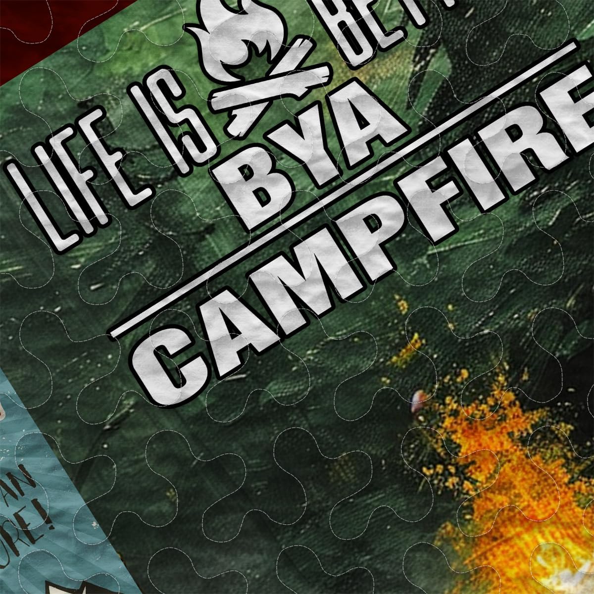 Life is Better by A Campfire Camping Quilt Sets Camping Bed Set Bedding Queen Quilt Set Bed Spreads King Queen Twin Throw Size Soft Comfortable Lightweight for Boy Girl Camping Lovers