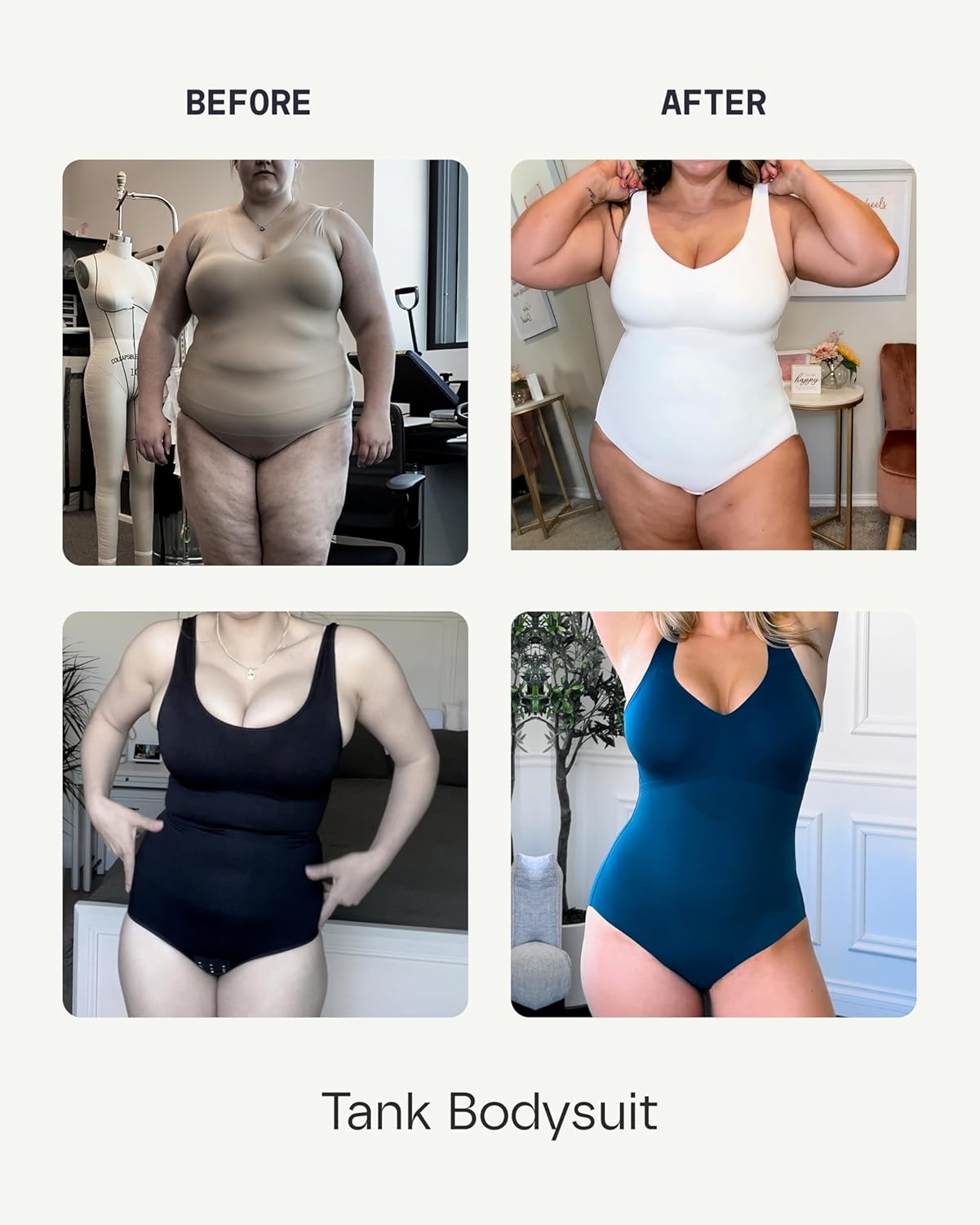 HONEYLOVE Tank Top Bodysuit for Women - Targeted Compression Shapewear