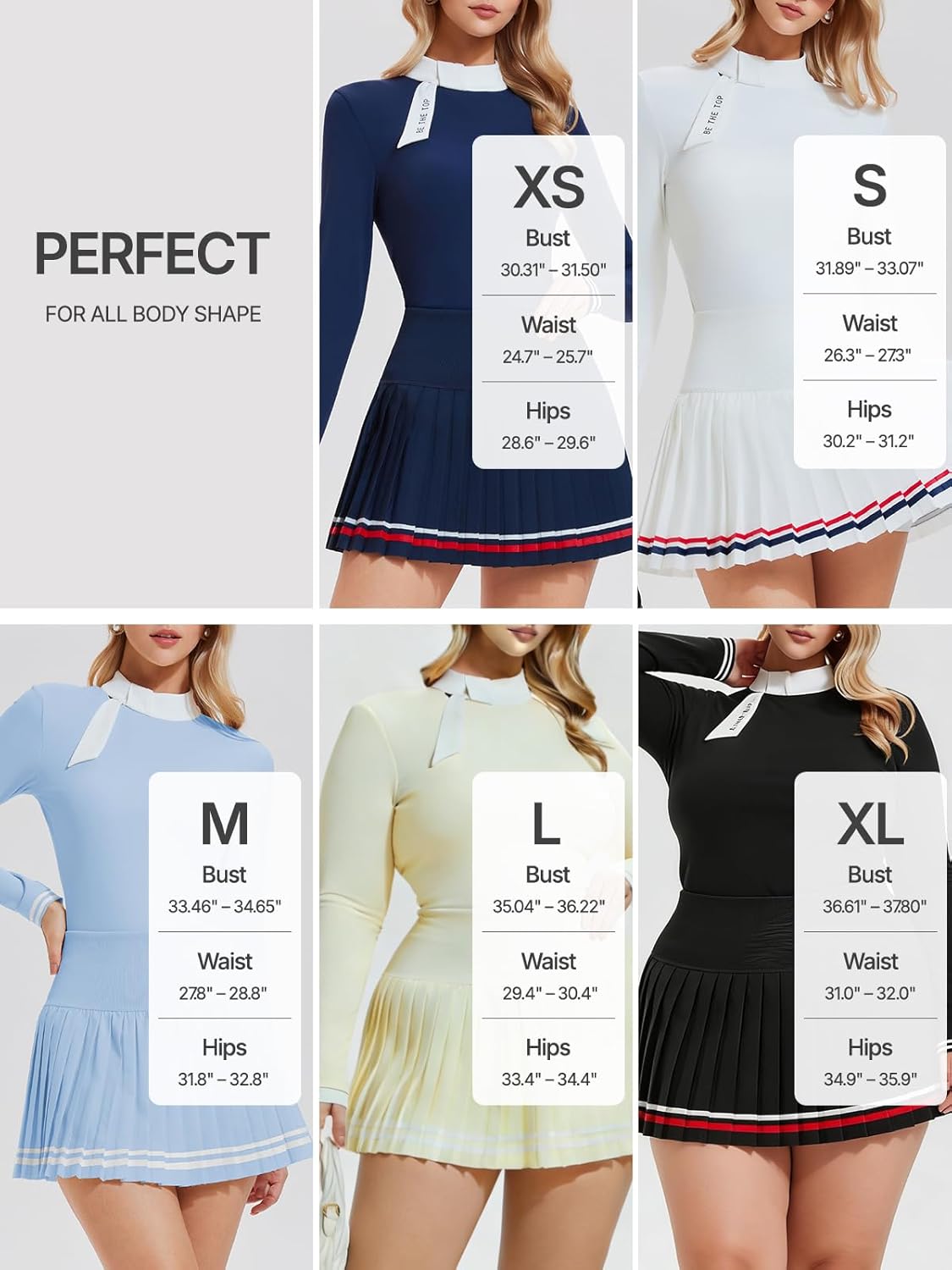 Women's 2 Piece Tennis Skirt Set Golf Outfits, Zip Back Top & Pleated Skort with Pockets, Pickleball Athletic Clothing - Image 6