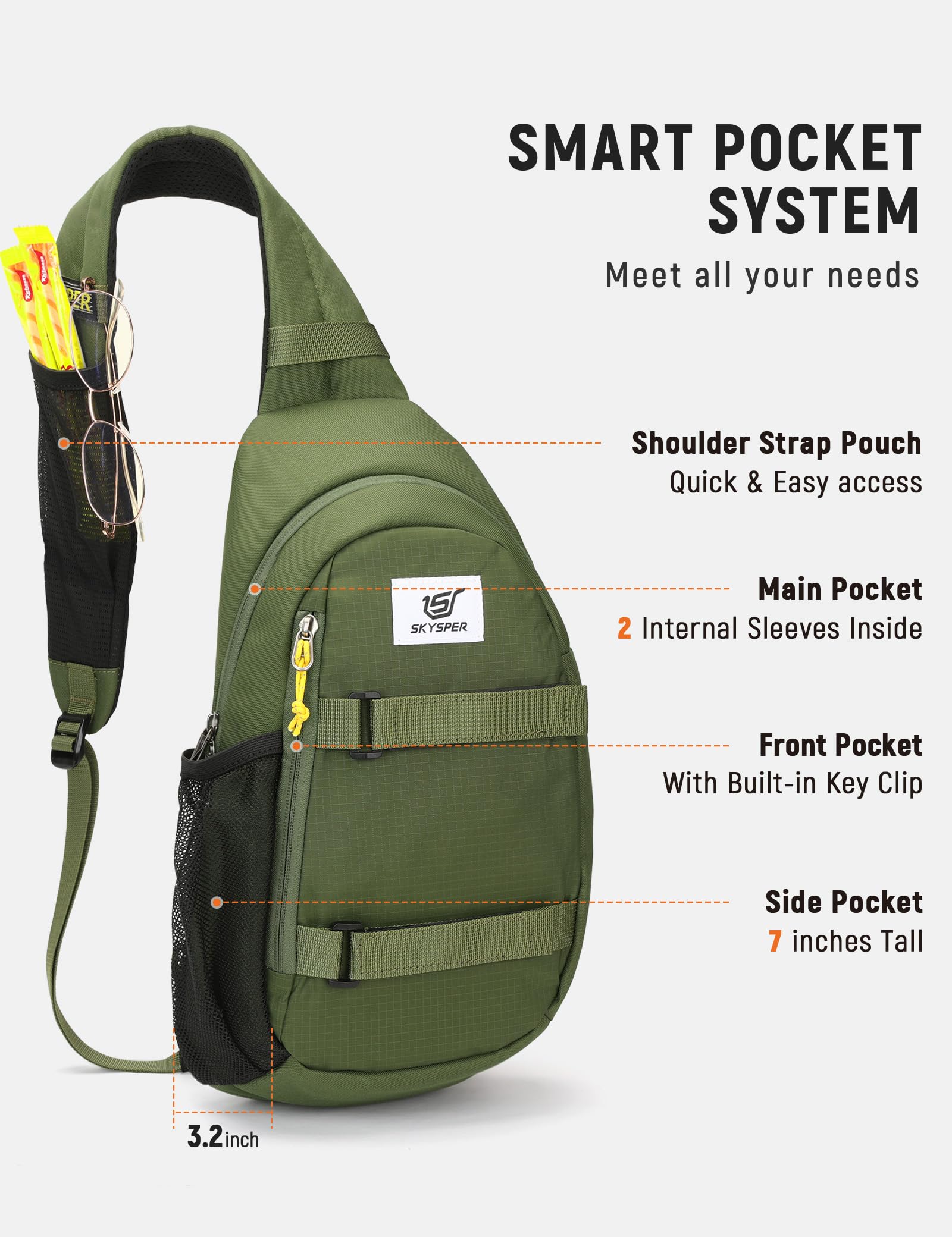 SKYSPER Sacoche Homme Bandouliere Sac bandoulière avec pochette pour téléphone portable, Sac Bandouliere pour Sport Randonnée Cyclisme Homme et Femme