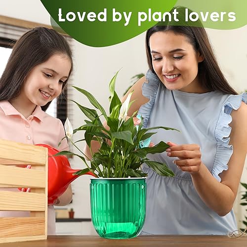 Miniatura 5 de 6 macetas colgantes de riego automático de 4.45 pulgadas, cesta colgante de plástico con cadenas de agujeros de drenaje, macetas para interiores y