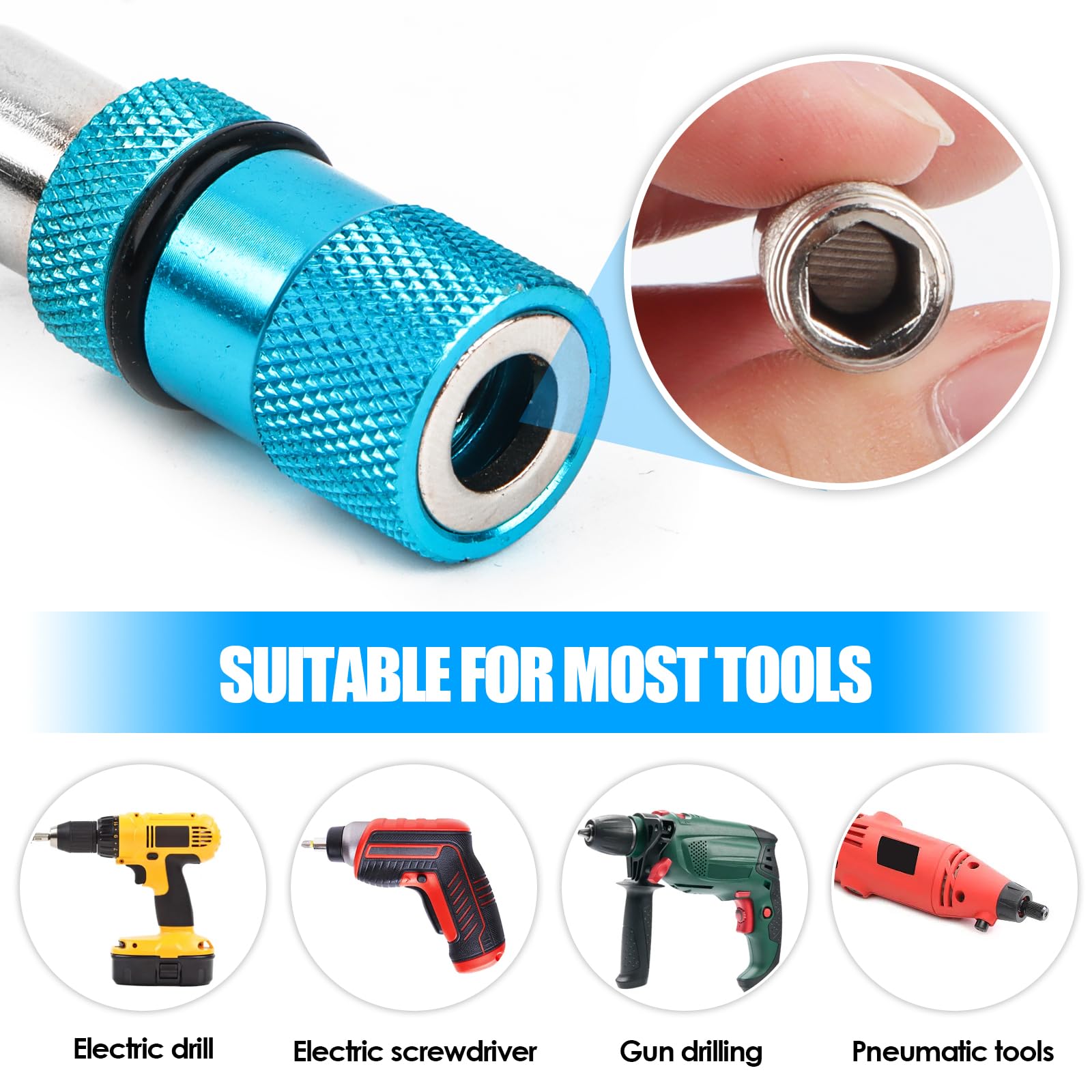 Punte Magnetiche Per Cartongesso 3pz - Attacco Esagonale 1/4", Per Avvitatori E Trapani, Regolazione Profondità - Foto 2