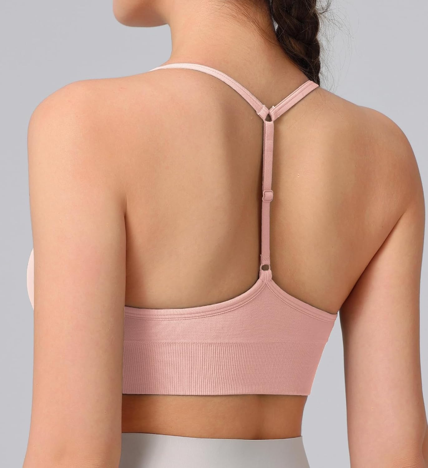Women's Sports Bras Adjustable Y Back Spaghetti Strap Racerback Padded Wireless Yoga Workout Tops - Image 4