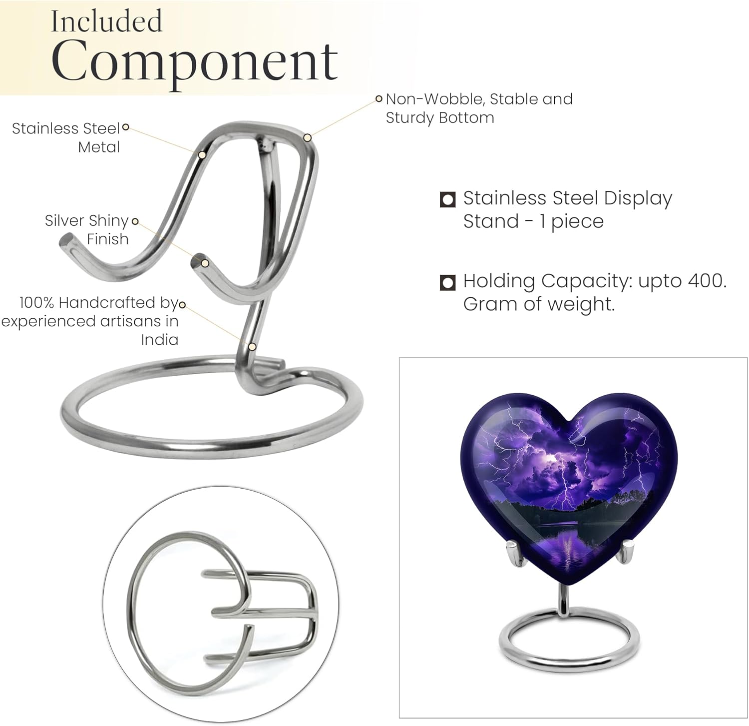 Heart Keepsake Urns for Human Ashes, Cremation Heart Urn, Memorial Gift for Father & Mother, Burial & Funeral Ash Container, Small, 3 Inch