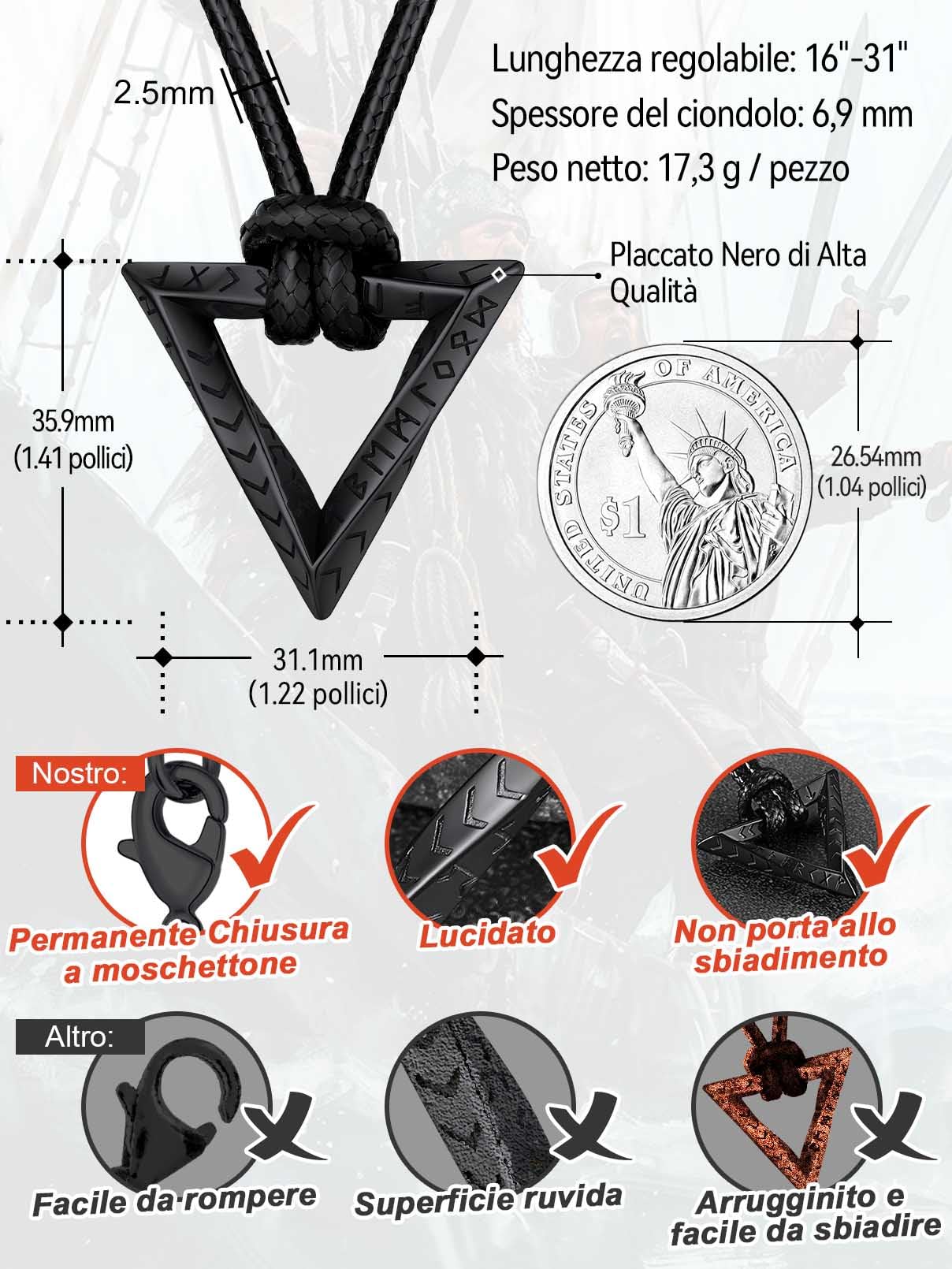 FaithHeart Cerchio Collana Vichinga Anello di Mobius Ciondolo Rune Vichinghe Amuleto del Mito Nordico Collanina Pelle Intrecciata Nodo Celtico Regalo Compleanno per Lui Coppie