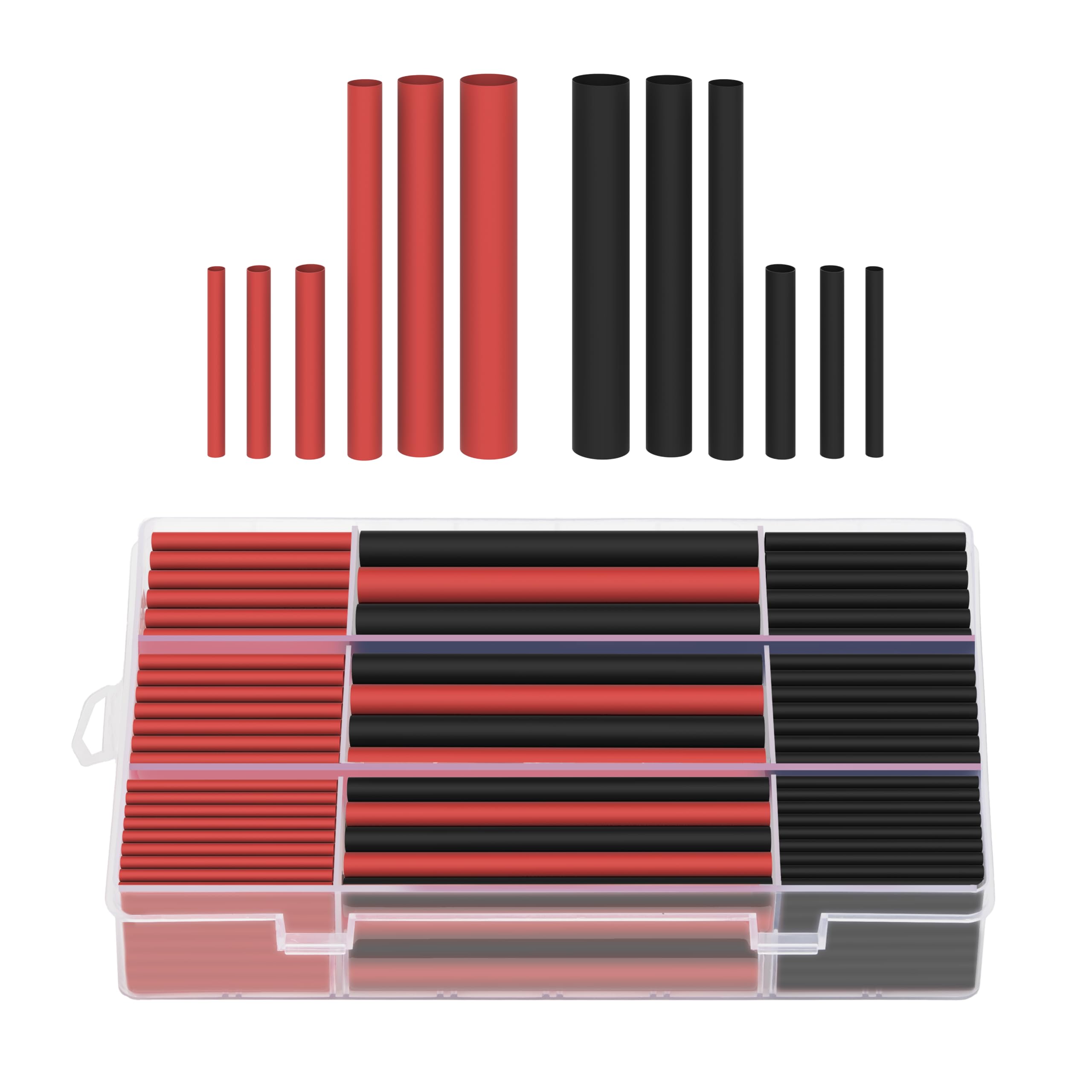 Ginsco270Pcs Waterproof Heat Shrink Tubing Kit, 3:1 Ratio Adhesive Lined Shrink Wrap for Wires, 6 Sizes 2 Color 2 Length Marine Grade Shrink Tubes for Home Industrial Automotive etc