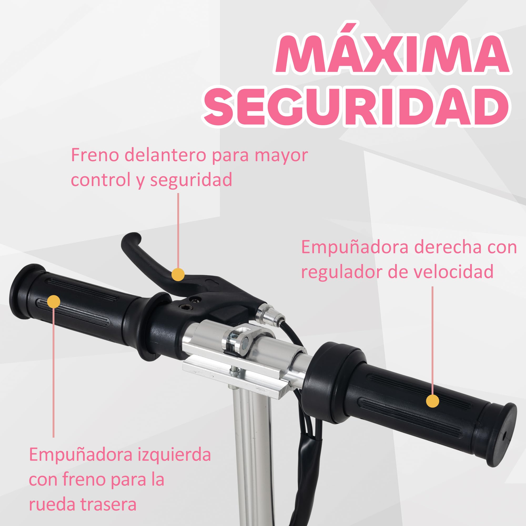 HOMCOM Patinete Eléctrico Plegable para Niños de 7-14 Años, Patinete Eléctrico con Velocidad MAX. 12 km/h, Alcance de 8 km, Altura Ajustable, Freno de Mano