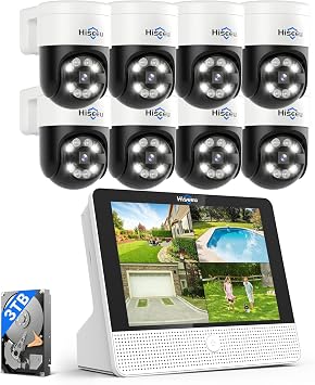 Hiseeu 4K 16CH PoE Security Camera System CCTV Camera Security System with 5MP PTZ Home Security Camera PK-12V-8YHD985-CT