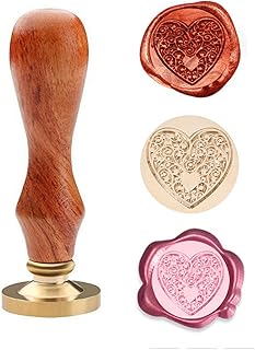 Wax Seal Stamp Elegant Rose Stamp Brass Heads and Classic Wooden Handle Sealing Wax Sticks for Invitations Cards Wedding Invitations (Love)