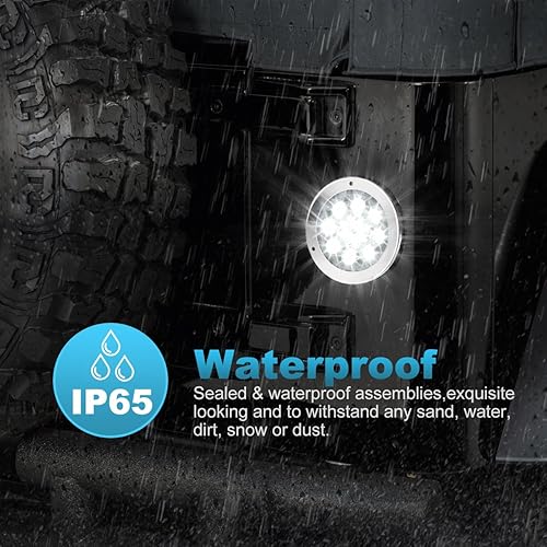 Miniatura 2 de Partsam Marcador de luces de marcha atrás redondas con 12 luces LED blancas de 4 pulgadas con anillos de acero inoxidable sellados
