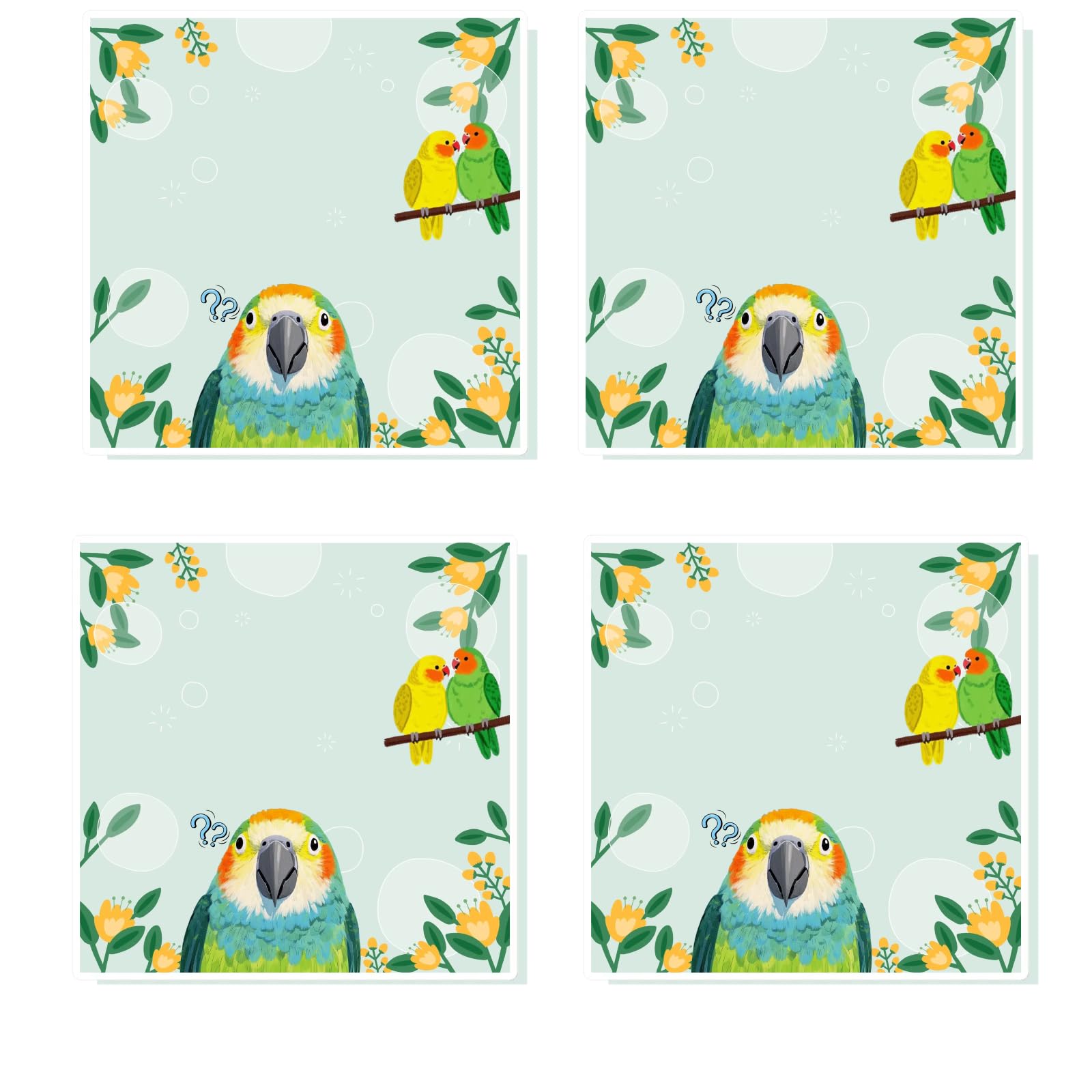 4 Pads Funny Bird Sticky Notes,Funny Animal Sticky Blank Space Notepad,Parrot Scratch Notepad,Animal Lover Gifts for Office Home School Decor