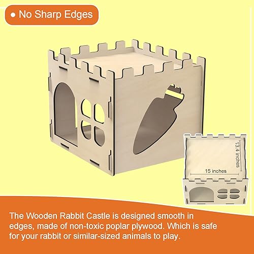 Miniatura 5 de HIIMALEX Castillo de conejito extra grande y resistente para conejos de interior, casa de juegos con escaleras, bordes redondos, hábitats