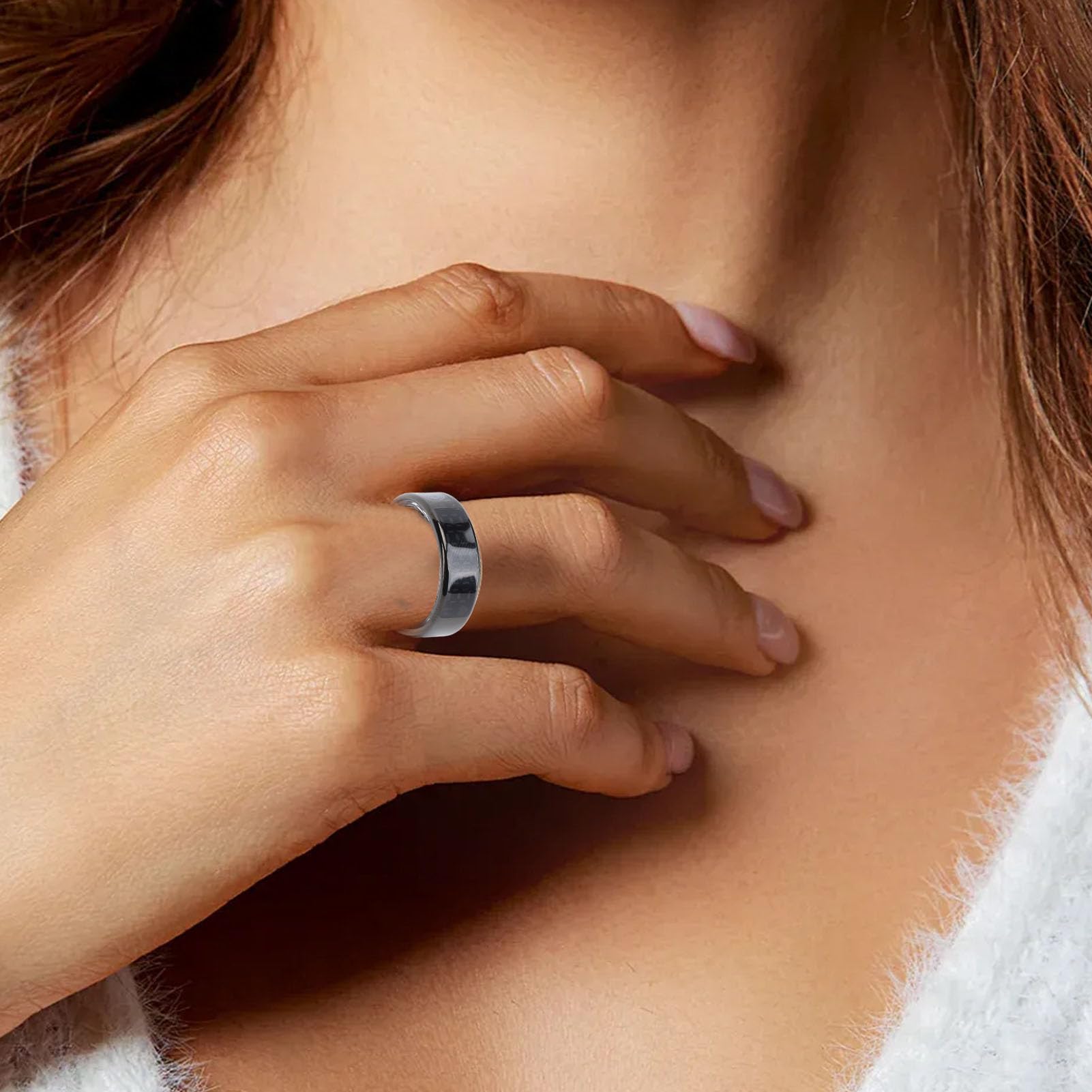 VBESTLIFE Anillo Inteligente con Pantalla, Rastreador de Acondicionamiento de Aptitud de Acero Inoxidable con Múltiples Modos Deportivos a Prueba de (ID 19.9 mm / 0.78in)