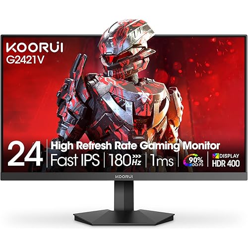KOORUI 24" Gaming Monitor,180Hz 1ms Fast IPS Monitor, 1440P HDR400 Display, 90% DCI-P3 Color Gamut, Adaptive Sync, Slim Frame, VESA Mountable, HDMI 2.0, DP 1.4, G2421V